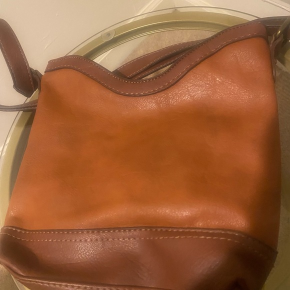Born Concept Brown Leather Crossbody Bag w/attached lipstick holder - Picture 4 of 11